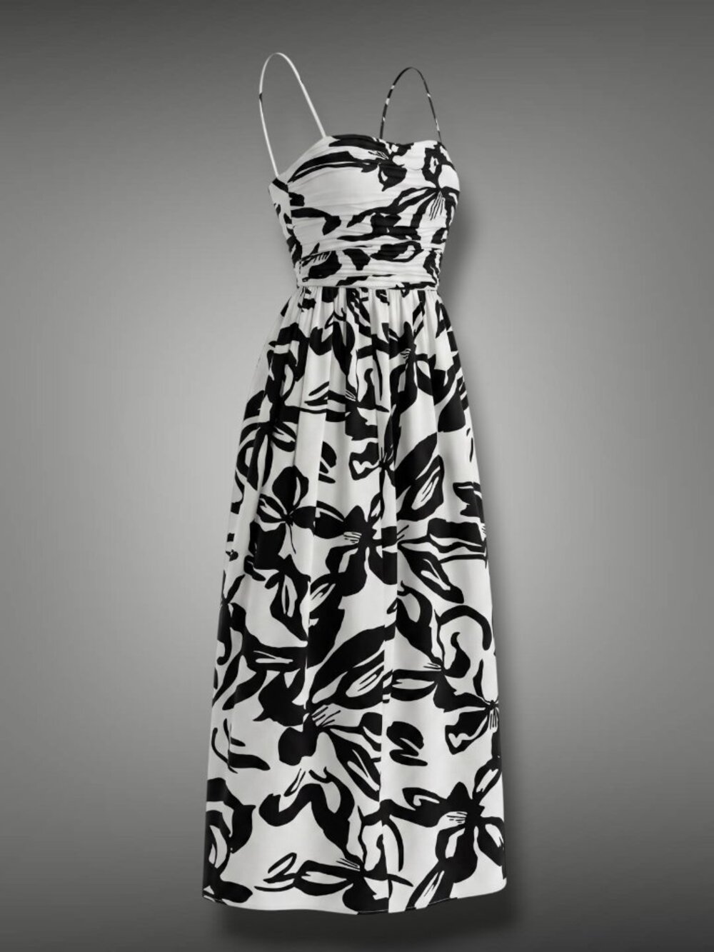 H&M Hawaiian Floral Convertible Strapless Bow Back Midi Dress L